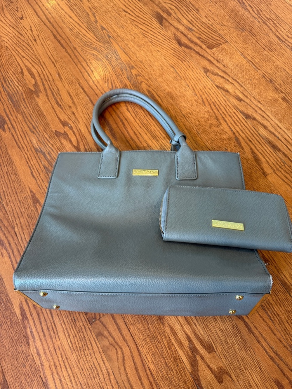 Joy & Iman Gray Structured Tote with Matching Wallet
